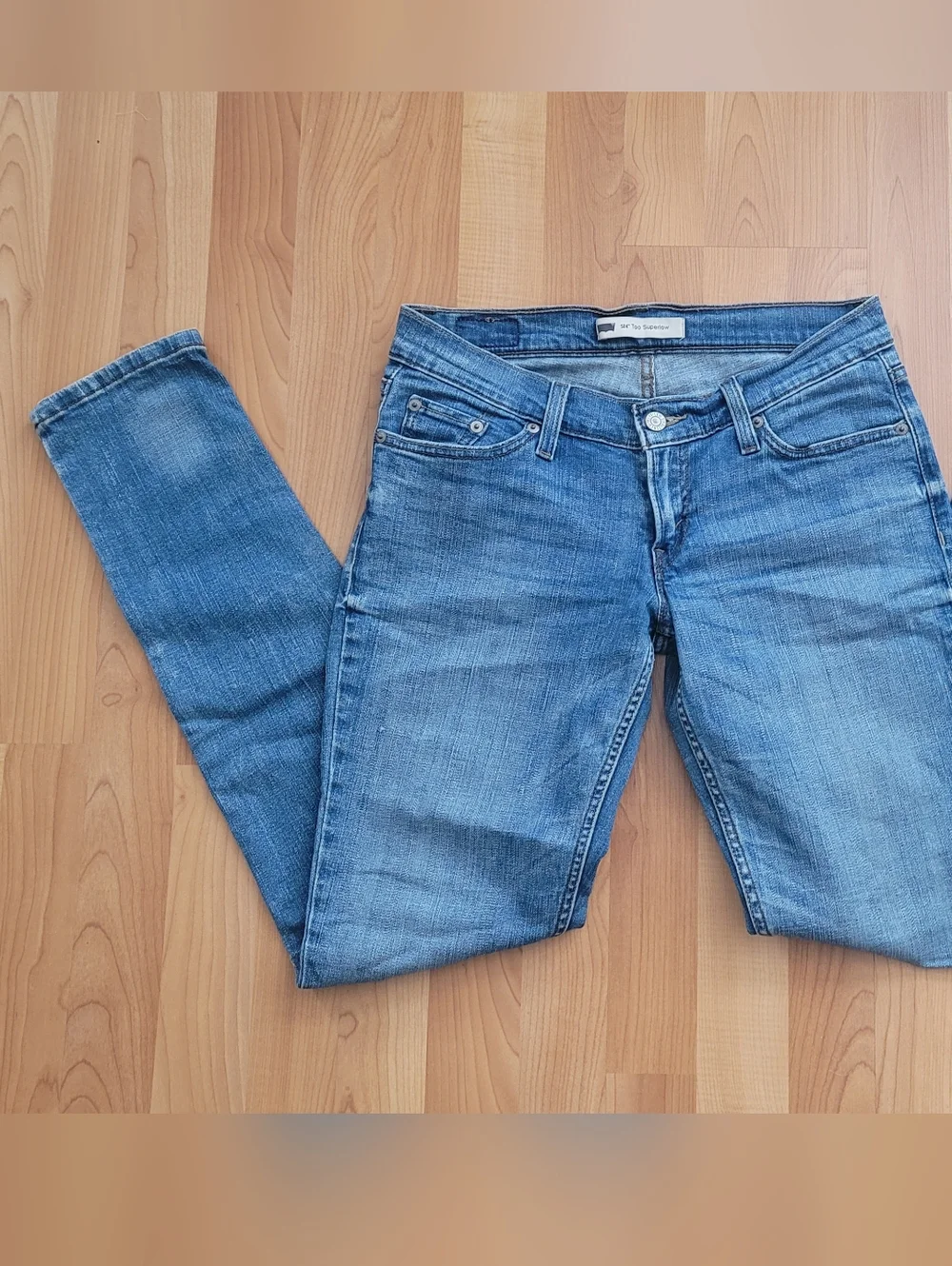 Levis 524 Too Superlow Bootcut Blue Jeans Women's Size W27 L32 Low Rise Slim Fit - Picture 6 of 15